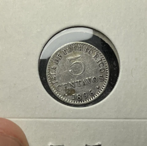 1896 Puerto Rico 5 Centavos Coin High Grade High Value RARE Cover