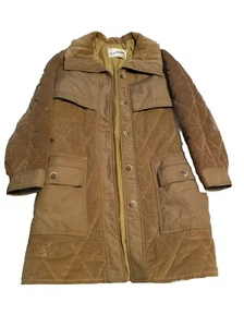 Vintage 70’s Trench Coat Fox Point Union Made Women sz 12 Corduroy Accents USA - Picture 1 of 9