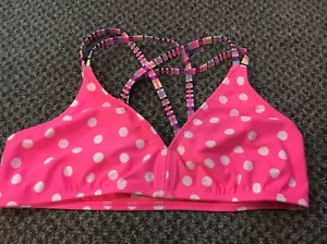 XHILARATION GIRL XL 14/16 SWIMSUIT BIKINI TOP PINK POLKA DOT - Picture 1 of 5