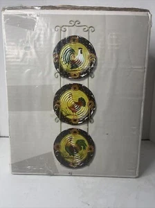 Home & Garden Party Cottage Country Plates And Holder Roosters - Picture 1 of 4
