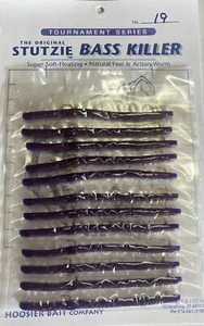 Stutzie Rubber Fishing Worms "Bass Killer"(12 Per Card) Dark Purple w/Flake 19 - Picture 1 of 1