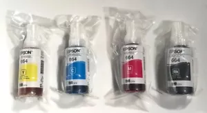 Epson 664 Ecotank Ink 4-Pack Combo Black Cyan Magenta Yellow -Genuine OEM Sealed - Bild 1 von 2