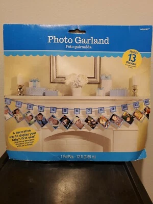 Guirnalda fotográfica de 12 pies para fiesta de primer cumpleaños primeros 12 meses banderín decoraciones Foto 1 de 4