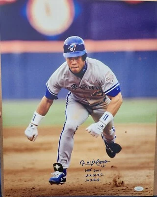 Roberto Alomar Toronto Blue Jays HOF Autographed Stat 16x20 INSC JSA - Image 1 of 2