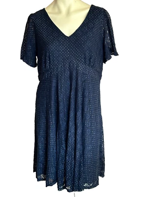 Motherhood Maternity Navy Blue V Neck Lace Dress Size XL - Image 1 of 4