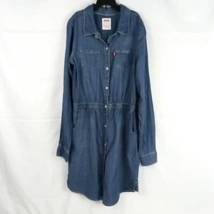 Levi's Fit & Flare Denim Big Girls Dress Size L 12-13 Yrs Blue Long Sleeve - Picture 1 of 10