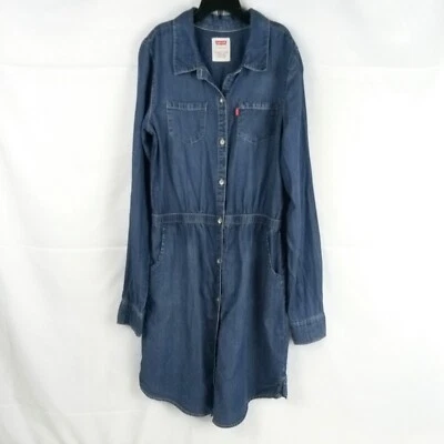 Levi's Fit & Flare Denim Big Girls Dress Size L 12-13 Yrs Blue Long Sleeve  - Image 1 of 4