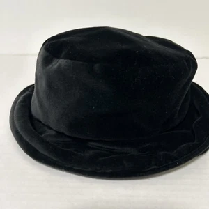 Sombrero Bucket Negro Terciopelo/Velour Talla Única Se Adapta a la Más Clásica Años 60 Estilo Folio NY - Imagen 1 de 6