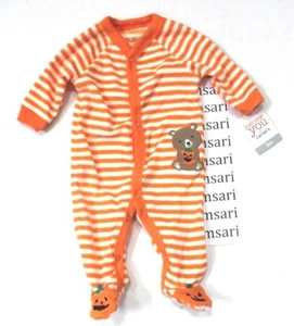 Just One You Carter's Halloween Orange Striped Sleeper Bodysuit Bear Size 3M - Picture 1 of 4