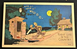 Night Live in the Country Comic Postcard Circa 1910 Outhouse Santway Unused - Picture 1 of 1