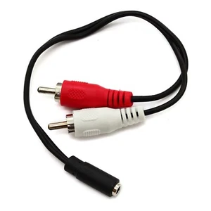 2x RCA Phono Plugs to 3.5mm Stereo Audio PC TV Aux Jack Female to Male Socket - Picture 1 of 2