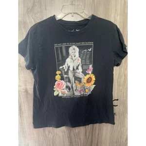 Dolly Parton "If You Want The Rainbow.. Put Up With Rain" Black T Shirt Women S - Picture 1 of 7
