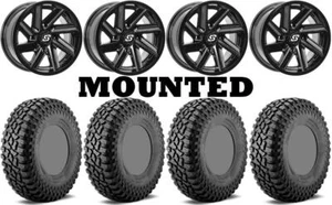 Kit 4 SuperATV Incursion A/T Tires 32x10-14 on Sedona Chopper Gloss Black HP1K - Picture 1 of 5