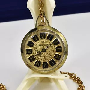 Vintage 1960s HERITAGE Pocket Watch Gold Tone Roman Number Serviced Keeps Time - Picture 1 of 5