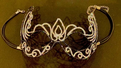 Glitter Metal Masquerade Filigree Mask Halloween Costume Glamour Mardi Gras - Image 1 of 4