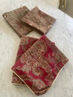 Set Of Vintage Ralph Lauren And Chaps Standard Shams & Throw Pillows Red Paisley - Image 1 of 4