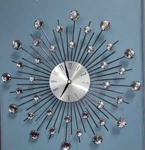 Wall Clock - Metal Sunburst Vintage Wall Clock Silent Non Ticking Decorative - Picture 1 of 4