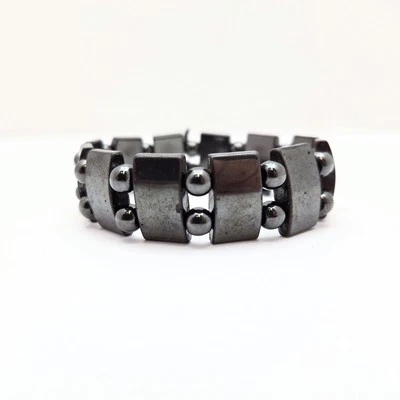 Handmade Metal Black Titanium Bracelet W/ Stretching Adjustable Band - Image 1 of 2
