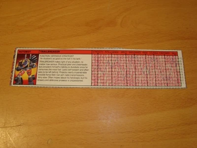 Original TRANSFORMERS G1 TRAILBREAKER Tech Spec Card VINTAGE Bio/Stats CUT-OUT - Image 1 of 2