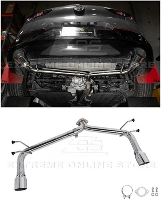 EOS Rear Straight Axle Back Stainless Exhaust Tip For Mazda 3 Hatchback 2019-Up - Image 1 of 4