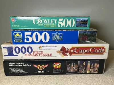 NEW Unopened Vintage Jigsaw Puzzles Lot Supertek Times Square Cape Cod Croxley - Image 1 of 4