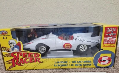 NEW- Speed Racer Mach 5 Car Diecast 1:18 Scale Signed Peter Fernandez Autograph - Image 1 of 3