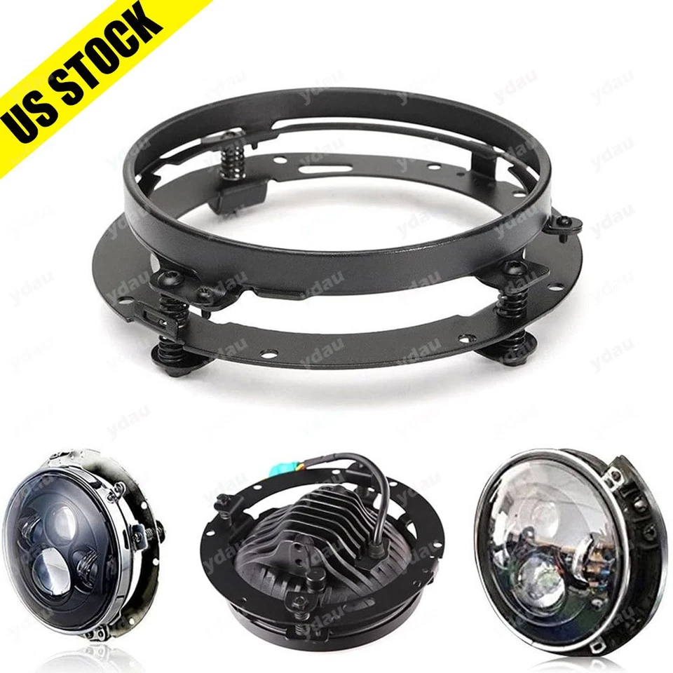 Anillo de soporte de montaje redondo de faros LED negros de 7 pulgadas para motocicleta Harley Foto 1 de 4