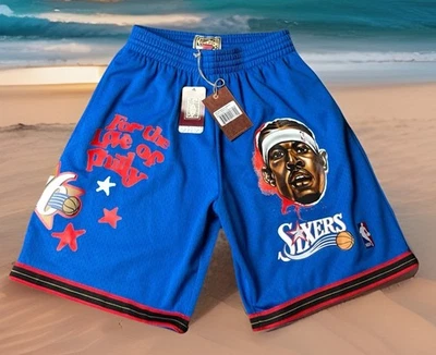 MITCHELL & NESS PHILADELPHIA 76ERS M ALLEN IVERSON SWINGMAN SHORTS DS NWT - Image 1 of 4