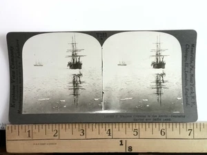 Whalers Cruising in the Arctic Stereoview Keystone View Co. 1900s Canada - Foto 1 di 2