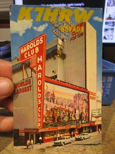 G25 Old QSL Amateur Ham Radio Operator Card RENO NEVADA Harolds Club Casino Sign - Picture 1 of 2
