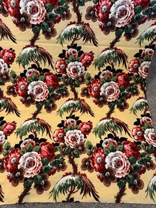 VTG Barkcloth Floral  Fabric  Stunning for Curtains  and Decor - Picture 1 of 15
