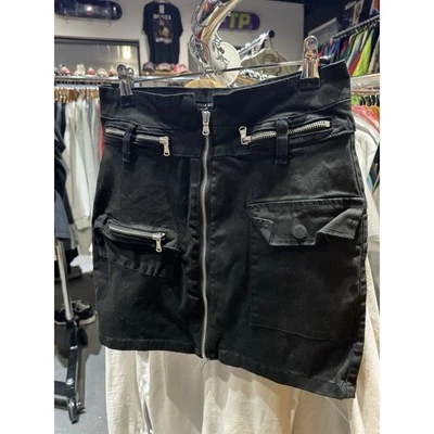 Vintage Y2K Black Mid Rise Multi Cargo Pocket Grunge Body Con Mini Skirt Size S - Image 1 of 4