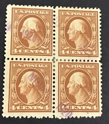 US 1911 VF Used Sc#377 block of 4,            (A) - Image 1 of 2