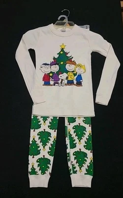 Hanna Andersson Kids Peanuts  Christmas Pajama Set Organic Cotton Size 8-NEW - Image 1 of 4