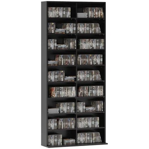 HOMCOM 640 CD Storage Unit 360 DVD Storage Tower w/ 18 Compartments Black - Picture 1 of 11