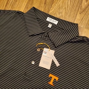 Peter Millar Golf Shirt 2XL Black Striped Summer Comfort Performance Tennessee  - Picture 1 of 9