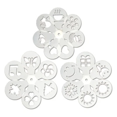 19Pcs Coffee Decorating Stencils Latte Art Mold Drawing Template Cake DIY Tools - Image 1 of 4