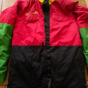 Burton DryRide Boys Ski Snowboard Jacket XL Size 18 Red Yellow Green Black - Picture 1 of 17