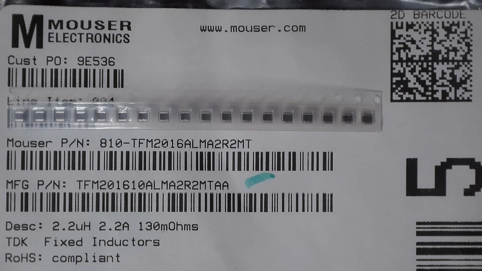 Quantity 18 - TDK TFM201610ALMA2R2MTAA 2.2uH 2.2A Power Inductor 152mOhms - New - Image 1 of 1
