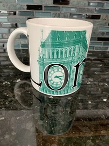 2002 White Starbucks City Mug LONDON Collector Series 20 oz Big Ben Large EUC! - Picture 1 of 6