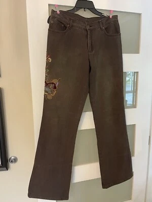Pantalones de mezclilla de algodón bordado marrón ETRO talla 42 talla 12 EE. UU. Foto 1 de 4