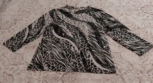 Blusa para mujer Allison Daley multicolor blanca negra plateada talla Med. Usado - Imagen 1 de 7