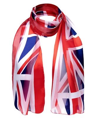 BASIC SENSE Union Jack Scarf, UK Great Britain Flag Silky Satin Stripe Patriotic Scarves