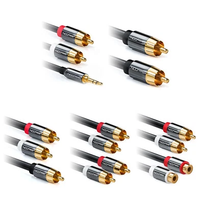 Cinch Kabel RCA Metallstecker Vergoldet HiFi Audio Kabel AUX Klinke 0,5m - 15m - Bild 1 von 4