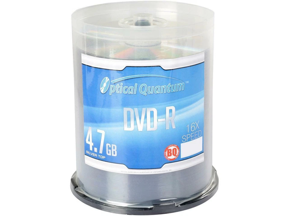 Optical Quantum 4.7GB 16X DVD-R 100 Packs Silver Top Disc Model OQBQDMR16ST - Image 1 of 1