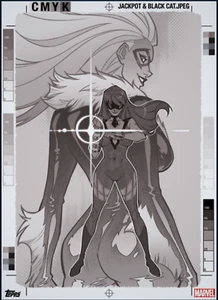 Jackpot & Black Cat CMYK BW Award - Topps Marvel Collect Digital card - Picture 1 of 10