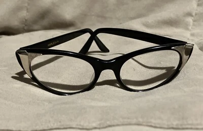 Vintage Harlequin Cat Eye Frames Black / Gold 5 1/2 1950s - Image 1 of 4