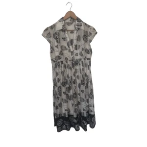 Kay Unger New York Floral Pleated Cap Sleeve Shirt Dress Black And White Size 8 - Picture 1 of 11