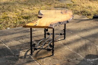  Mesa Live Edge; madera naranja Osage de 380 años con base de acero forjado personalizada. Foto 1 de 4