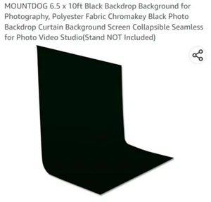 Black Photo Backdrop Cloth Curtain 6.5x10 ft MOUNTDOG Photo Backdrop (No Stand)  - Picture 1 of 8